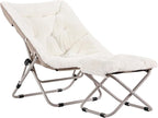 Tiita Folded Chair with Straight Ottoman, Soft Faux Fur Oversized Folding by TiitaHome