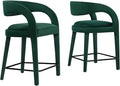 Modway EEI-6566-GRN-BLK Pinnacle Performance Velvet Counter Stool Set of Two by Modway