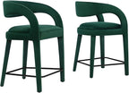 Modway EEI-6566-GRN-BLK Pinnacle Performance Velvet Counter Stool Set of Two by Modway
