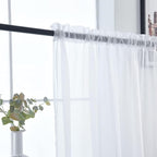 SpaceDresser Sheer White Curtains 4 Panels Rod Pocket Semi-Sheer Curtain 96 - Image 7