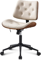 Armless Home Office Chair with Wheels, PU Leather Adjustable Height Computer - Image 8