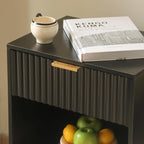 Fultyle Black Fluted Nightstand, Modern Bedside Table - Image 7