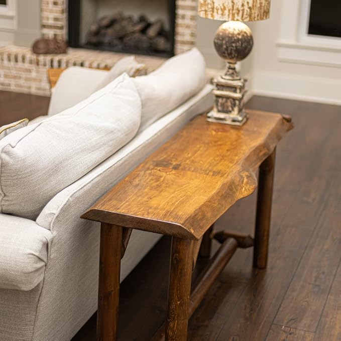 Rustic Sofa Table 56" Live Edge Console Table Cedar & Pine Wood - Image 6