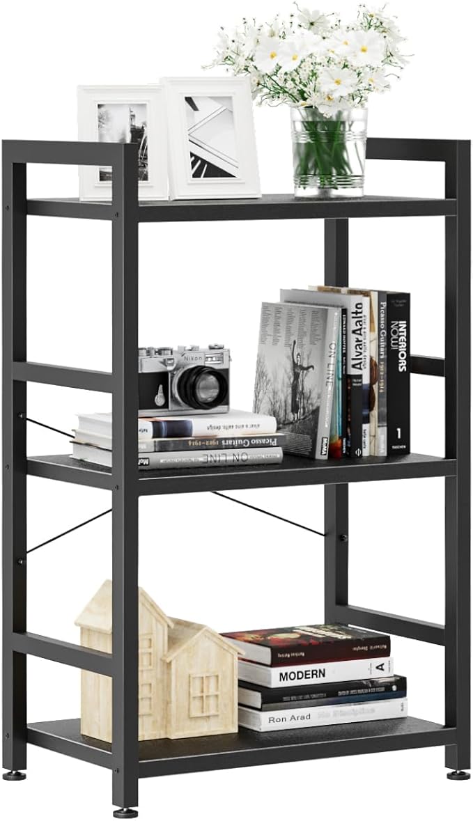 NUMENN 3 Tier Slim Bookshelf, Bookcase Shelf Storage Organizer, Modern Book by NUMENN