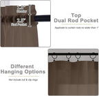 Chocolate Sheer Curtains for Bedroom Living Room 45 Inch Length 2 Panels - Image 4