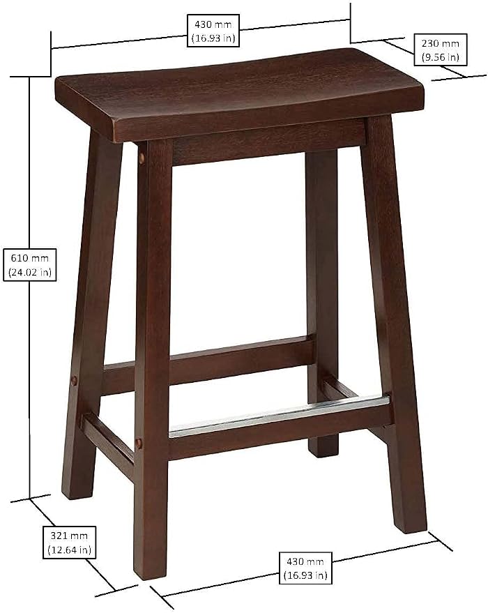 Amazon Basics Solid Wood Saddle-Seat Counter Height Bar Stools - Image 3