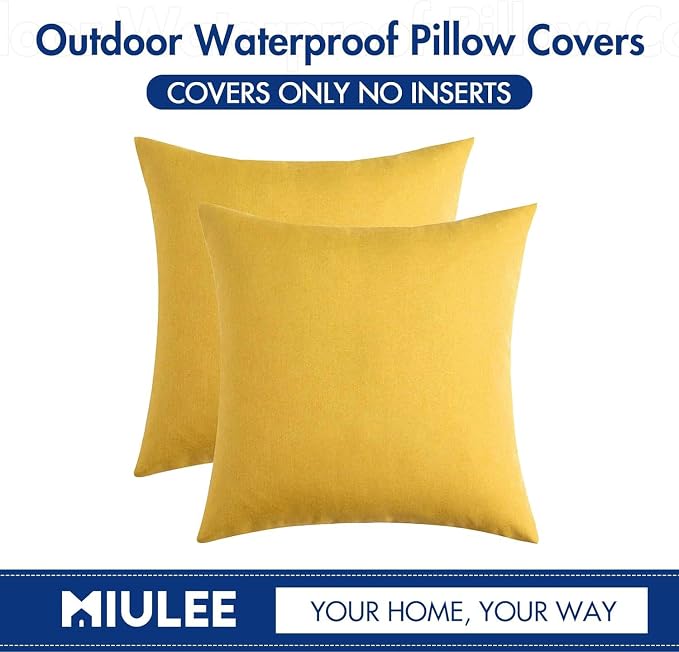 MIULEE Pack of 2 Decorative Outdoor Solid Waterproof Throw Pillow Covers Faux - Image 6