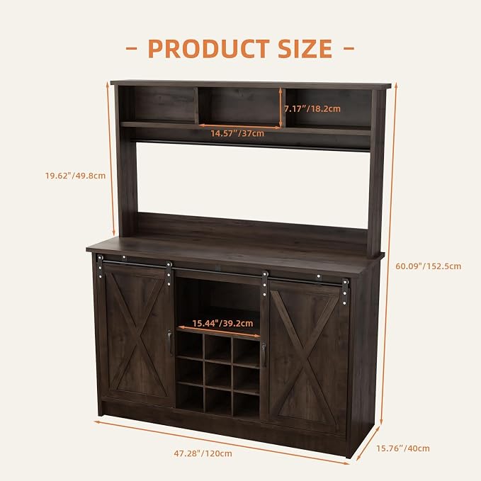 4ever2buy Farmhouse Coffee Bar Cabinet - Image 2