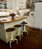 Topower Aged Antique Vintage Industrial Barstool Solid Wood Water Pipe Fire - Image 8