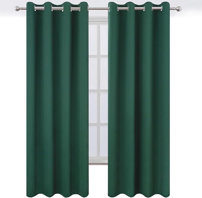 Blackout Curtains 52 x 120 Inch Long Dark Green Curtains Set of 2 Panels Room - Image 2