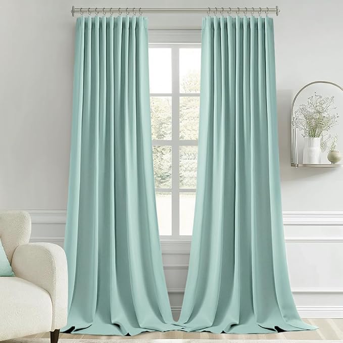 MIULEE Aqua Back Tab Blackout Curtains 52x102 Inch Long 2 Panels Set | Rod - Image 9