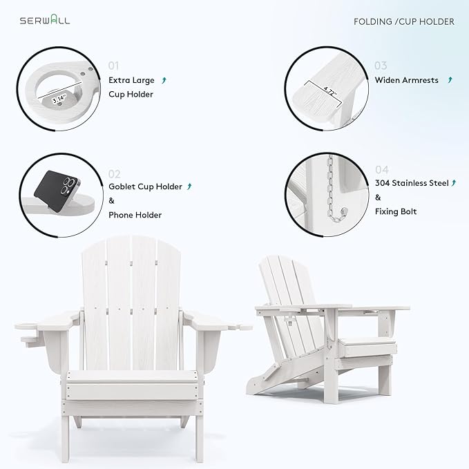 SERWALL Adirondack Chair with Cup Holders - Image 5