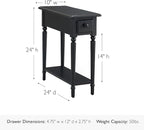 Coastal Solid Wood Narrow End Table - Image 3