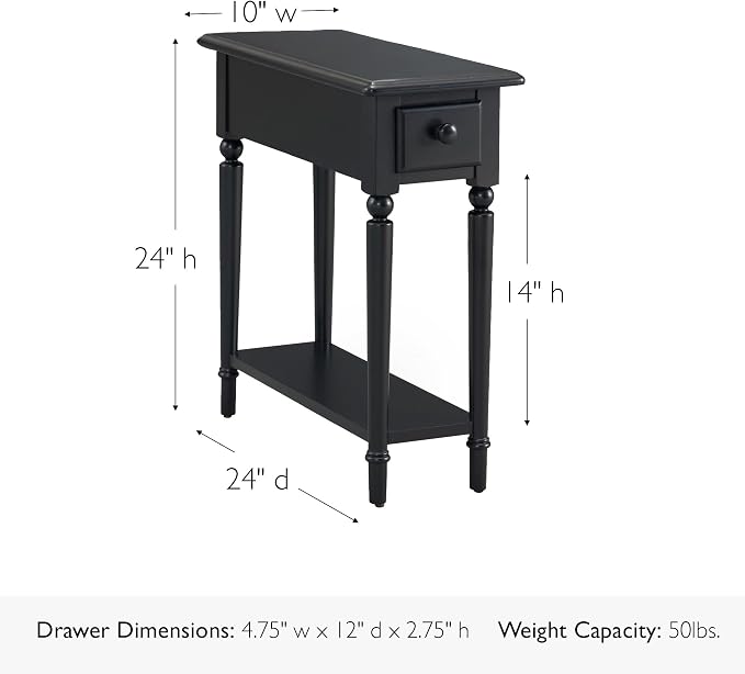 Coastal Solid Wood Narrow End Table - Image 3