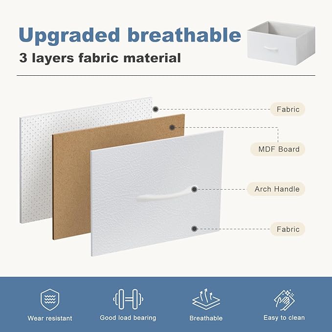 DUMOS Dresser for Bedroom, 10 Storage Drawers, Wide Fabric Closet Chests - Image 5