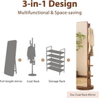 WoodsWhisper Full Length Mirror Coat Rack Solid Wood Floor Mirror 70"x16" Full - Image 5