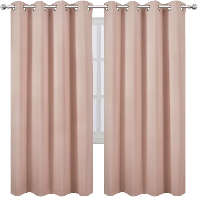 Blush Thermal Blackout Curtains/52 x 72 Inch/Set of 2 Panels Room Darkening - Image 2