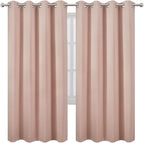 Blackout Curtains 66 x 72 Inch Long Blush Curtains Set of 2 Panels Room - Image 2