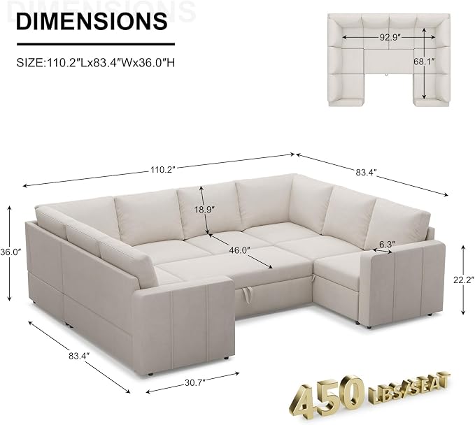 Belffin Modular Sectional Sleeper Sofa Bed - Image 2