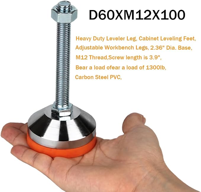 Heavy Duty Leveling feet, Leg Leveler 2.36" Dia Base, Adjustable Leveling feet - Image 2