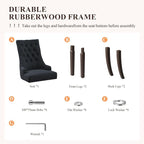 COLAMY Fabric Side Dining Chairs Set of 6, Wingback Upholstered Dining Room - Image 6