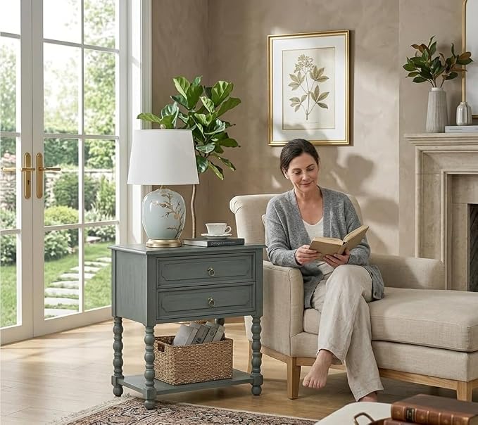 HULALA HOME Farmhouse Storage End Table Set of 2 - Image 7