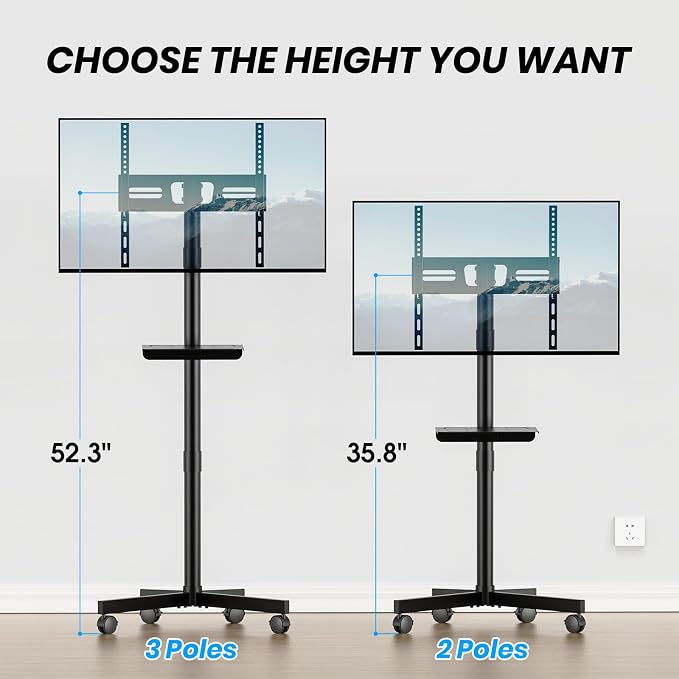 Mobile TV Cart for 23-60 Inch LCD LED OLED Flat Curved Screen TVs - Image 3