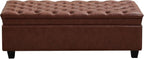 WUTUTUEE 50" Faux Leather Storage Ottoman Bench, Upholstered Rectangle End of by WUTUTUEE