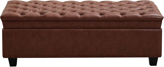 WUTUTUEE 50" Faux Leather Storage Ottoman Bench, Upholstered Rectangle End of by WUTUTUEE