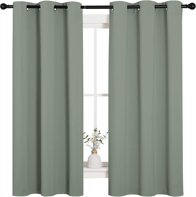 NICETOWN Sage Green Nursery Essential Thermal Insulated Solid Grommet Top by NICETOWN