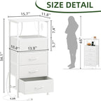 Somdot White Nightstand with Charging Station and LED Light - Image 3