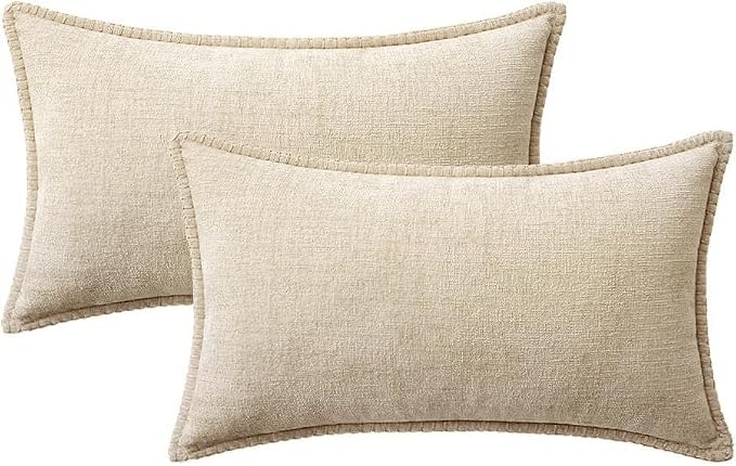 MIULEE Decorative Lumbar Throw Pillow Covers 12x20 Inch Beige 2 Pack | Neutral - Image 8