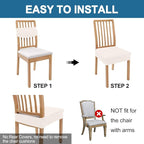 Smiry Waterproof Seat Covers for Dining Room Chairs Set of 2, Stretch Jacquard - Image 5
