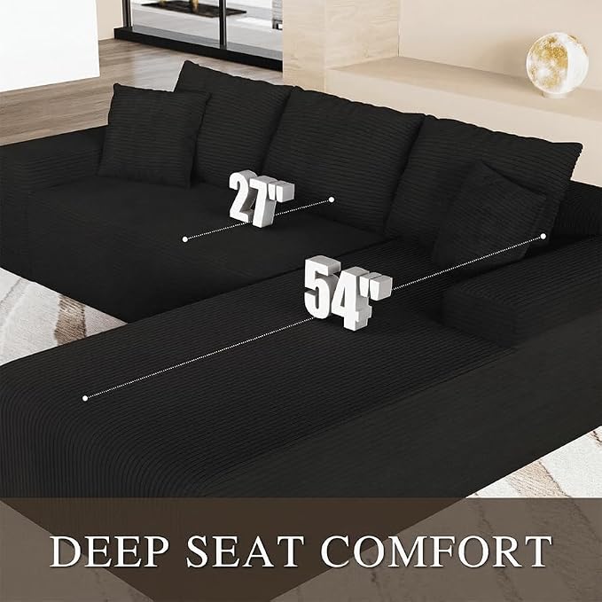 96" L Shaped Modular Sectional Sofa, Boneless Cloud Couch - Image 3