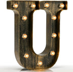 Pooqla Vintage Light Up Marquee Letters with Lights – Illuminated Industrial Style Lighted Alphabet Letter Signs - Coffee Bar Apartment Bedroom Wall Home Initials Decor A-Z by Pooqla