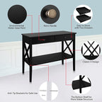 ChooChoo Console Table with Drawers, Narrow Wood Accent Sofa Table Entryway - Image 5