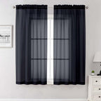 Black Sheer Curtains 68 Inch Length 2 Pcs, Light Filtering Rod Pockets Window by Lecloud