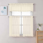Chyhomenyc Cream Sheer Valance for Windows, 2 Pack | Light Filtering Voile Soft - Image 2