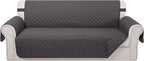 Reversible 4 Seater Sofa Cover 91" Large, Dark Grey | Couch Cover Furniture by LuxshareHome