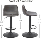 Adjustable Bar Stools Set of 2, Mid Century Modern Swivel Bar Stools, - Image 2