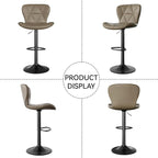 Nalupatio Modern Bar Stools Set of 2, Adjustable Faux Leather Upholstered - Image 6