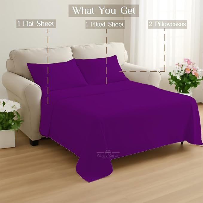 Sleeper Sofa Bed Sheet, 100% Cotton 400 Thread Count, 4 Piece Set, Deep Pocket - Image 8