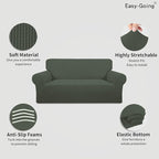Easy-Going Stretch Oversized Loveseat Couch Covers Washable Olive Green | - Image 3