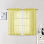 Chyhomenyc Sheer Curtains 63 Inch Length 2 Panels, Lemon | Light Filtering by Chyhomenyc