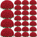 300Pcs Red Roses Artificial Flowers, Realistic Silk Fake Roses Bouquet by Yastouay
