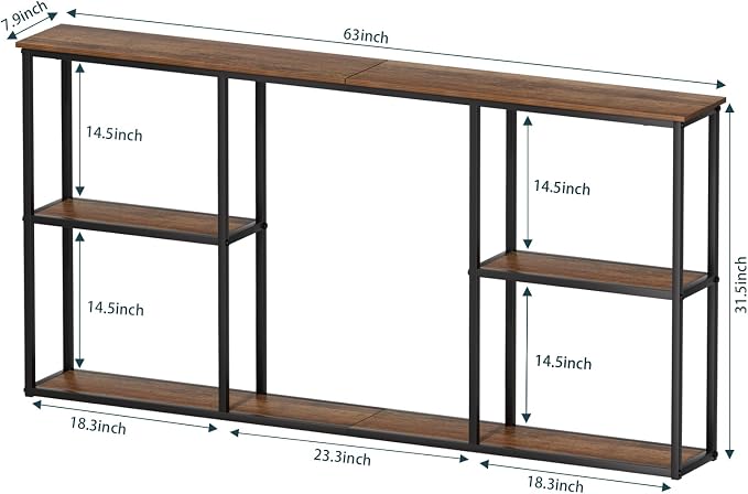 WOHOMO Console Table, 3-Tier Small Entryway Tables, Narrow Sofa Table - Image 2