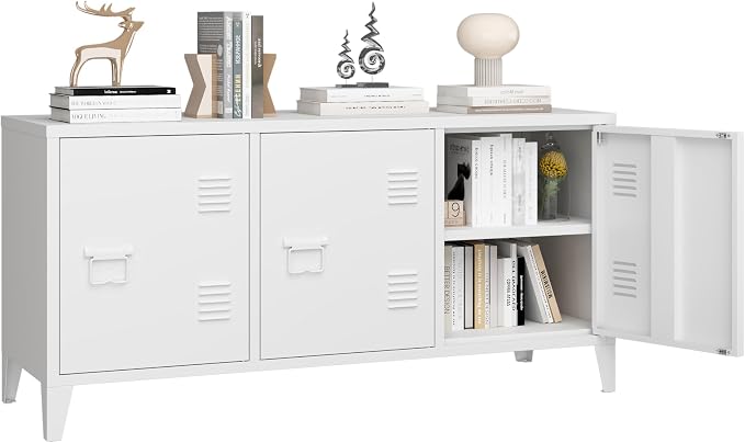 MIOCASA TV Stand 3 Door Metal Storage Locker Cabinet by MIOCASA