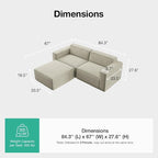 Novilla 84.3" Modular Sectional Sofa, No Assembly Cloud Sectional Couch - Image 2