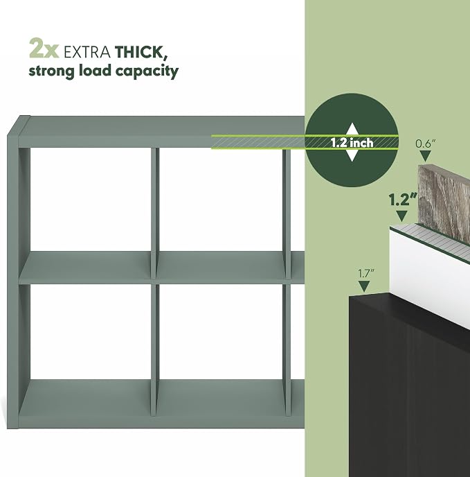 Furinno Cubicle Book Shelf, 6-Cube Bookshelf, Extra Thick Frame Horizontally & - Image 6