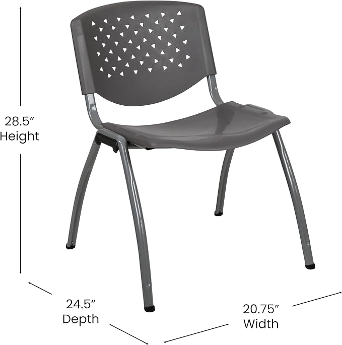 Flash Furniture HERCULES Series 880 lb. Capacity Gray Plastic Stack Chair - Image 3